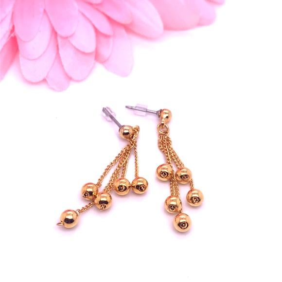 Gold Dangle Earrings - Picture 2 of 5